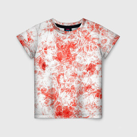 Детская футболка 3D с принтом Кроваво-грязные пятна в Курске, 100% гипоаллергенный полиэфир | прямой крой, круглый вырез горловины, длина до линии бедер, чуть спущенное плечо, ткань немного тянется | красно белый | узоры | уникальность