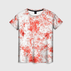 Женская футболка 3D с принтом Кроваво-грязные пятна в Курске, 100% полиэфир ( синтетическое хлопкоподобное полотно) | прямой крой, круглый вырез горловины, длина до линии бедер | красно белый | узоры | уникальность