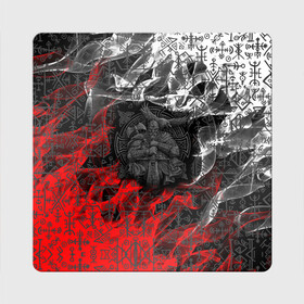 Магнит виниловый Квадрат с принтом Викинги в Курске, полимерный материал с магнитным слоем | размер 9*9 см, закругленные углы | Тематика изображения на принте: викинги | кельтский | оберег | руны | символы | славянские | узоры