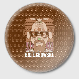 Значок с принтом The Big Lebowski в Курске,  металл | круглая форма, металлическая застежка в виде булавки | Тематика изображения на принте: donny | dude | jeff bridges | the big lebowski | walter sobchak | большой лебовский | боулинг | вальтер собчак | джефф бриджес | донни | заяц | кегли | кролик | фильм | чувак