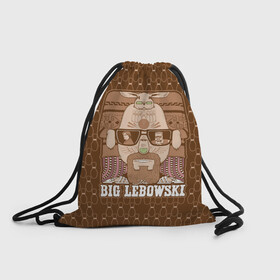 Рюкзак-мешок 3D с принтом The Big Lebowski в Курске, 100% полиэстер | плотность ткани — 200 г/м2, размер — 35 х 45 см; лямки — толстые шнурки, застежка на шнуровке, без карманов и подкладки | Тематика изображения на принте: donny | dude | jeff bridges | the big lebowski | walter sobchak | большой лебовский | боулинг | вальтер собчак | джефф бриджес | донни | заяц | кегли | кролик | фильм | чувак