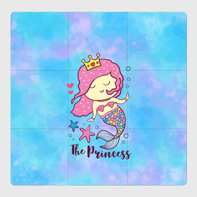 Магнитный плакат 3Х3 с принтом Маленькая принцесса русалочка в Курске, Полимерный материал с магнитным слоем | 9 деталей размером 9*9 см | девочка | любовь | море | морские звезды | океан | русалка | русалочка | сердечки