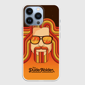 Чехол для iPhone 13 Pro с принтом The Dude Abides в Курске,  |  | Тематика изображения на принте: dude | jeff bridges | the big lebowski | the dude abides | большой лебовский | боулинг | джефф бриджес | звезды | кегли | космос | фильм | чувак