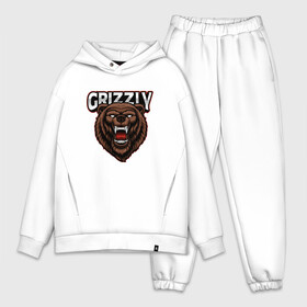 Мужской костюм хлопок OVERSIZE с принтом Медведь Grizzly в Курске,  |  | bear | grizzly | kuma | гриззли | гризли | грозный | крутой | медведь | мишка