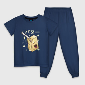 Детская пижама хлопок с принтом Японское кавайное масло в Курске, 100% хлопок |  брюки и футболка прямого кроя, без карманов, на брюках мягкая резинка на поясе и по низу штанин
 | anime | art | butter | cream | cute | food | japan | japanese | kanji | kawaii | manga | milk cream | алфавит | аниме | арт | в японском стиле | кандзи | манга | маслице | масло | милота | сливочное масло | смех | японские буквы | японские иеро