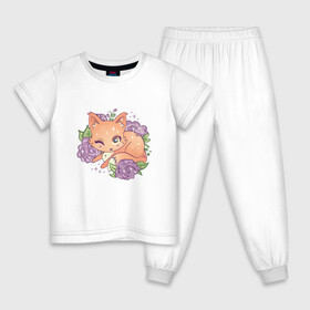 Детская пижама хлопок с принтом Японская кавайная лисичка в Курске, 100% хлопок |  брюки и футболка прямого кроя, без карманов, на брюках мягкая резинка на поясе и по низу штанин
 | anime | art | cute | cute fox | fox | foxy | japan | japanese | kanji | kawaii | manga | алфавит | аниме | арт | букет роз | в японском стиле | кандзи | лиса | лисёнок | манга | милая лисичка | милота | розы | смех | цветы | японские буквы | яп