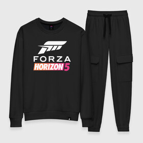 Женский костюм хлопок с принтом Forza Horizon 5 Форза в Курске, 100% хлопок | на свитшоте круглая горловина, мягкая резинка по низу. Брюки заужены к низу, на них два вида карманов: два 