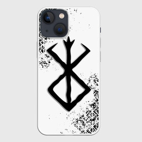 Чехол для iPhone 13 mini с принтом БЕРСЕРК logo ч б в Курске,  |  | anime | berserk | аниме | берсерк | бесерк | гатс | гриффит | комикс | манга | мультфильм