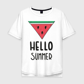 Мужская футболка хлопок Oversize с принтом HELLO SUMMER в Курске, 100% хлопок | свободный крой, круглый ворот, “спинка” длиннее передней части | Тематика изображения на принте: funny | happy | hello | icecream | rainbow | romantic | summer | sun | арбуз | веселье | значки | лето | отдых | отпуск | привет | романтика | солнце | счастье | тепло