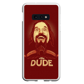 Чехол для Samsung S10E с принтом The Dude в Курске, Силикон | Область печати: задняя сторона чехла, без боковых панелей | dude | jeff bridges | the big lebowski | большой лебовский | боулинг | джефф бриджес | кегли | чувак | шар