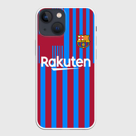 Чехол для iPhone 13 mini с принтом Домашняя форма ФК «Барселона» в Курске,  |  | 2021 | barcelona | champions | euro | fc | fc barcelona 20 21 | fcb | football club | league | lionel | messi | spain | sport | барселона | евро | испания | лига | лионель | месси | спортивные | униформа | фирменые цвета | фк | футбольный клуб | чемпионов