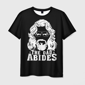 Мужская футболка 3D с принтом The dad ABIDES в Курске, 100% полиэфир | прямой крой, круглый вырез горловины, длина до линии бедер | dude | jeff bridges | the big lebowski | большой лебовский | джефф бриджес | трафарет | фильм | чувак