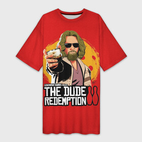 Платье-футболка 3D с принтом The dude redemption в Курске,  |  | dude | jeff bridges | the big lebowski | the dude redemption | большой лебовский | боулинг | джефф бриджес | кегли | коктейль | фильм | чувак | шар