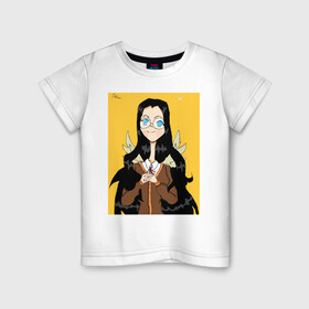 Детская футболка хлопок с принтом Lisa the angel в Курске, 100% хлопок | круглый вырез горловины, полуприлегающий силуэт, длина до линии бедер | digital art | ангел | арт | брюнетка в очках | девушка | школьница