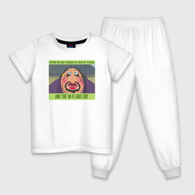 Детская пижама хлопок с принтом Wi-Fi goes out в Курске, 100% хлопок |  брюки и футболка прямого кроя, без карманов, на брюках мягкая резинка на поясе и по низу штанин
 | disney | mulan | vdkarsvet | дисней | мем | мемы | мулан