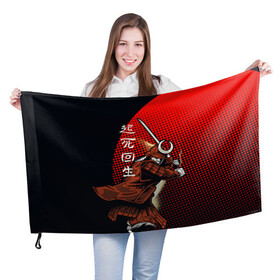 Флаг 3D с принтом Самурай в Курске, 100% полиэстер | плотность ткани — 95 г/м2, размер — 67 х 109 см. Принт наносится с одной стороны | samurai | буси | воин | самурай | феодалы | философия | япония