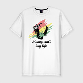 Мужская футболка хлопок Slim с принтом Bob Marley в Курске, 92% хлопок, 8% лайкра | приталенный силуэт, круглый вырез ворота, длина до линии бедра, короткий рукав | bob marley | reggae | боб марли | регги