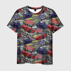 Мужская футболка 3D с принтом Гоночная машина в Курске, 100% полиэфир | прямой крой, круглый вырез горловины, длина до линии бедер | авто | автолюбитель | автомобили | гонки | гоночная | машина | старт | финиш