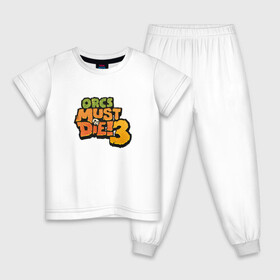 Детская пижама хлопок с принтом OMD!3 Colorful в Курске, 100% хлопок |  брюки и футболка прямого кроя, без карманов, на брюках мягкая резинка на поясе и по низу штанин
 | gamer | games | logo | tower defense | иллюстрация
