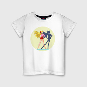 Детская футболка хлопок с принтом Сейлор Мун в Курске, 100% хлопок | круглый вырез горловины, полуприлегающий силуэт, длина до линии бедер | japan | воительница | волшебница | девушка | школьница