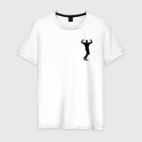 Мужская футболка хлопок с принтом Спорт в Курске, 100% хлопок | прямой крой, круглый вырез горловины, длина до линии бедер, слегка спущенное плечо. | гири | мышцы | силуэт | спортсмен | тяжесть
