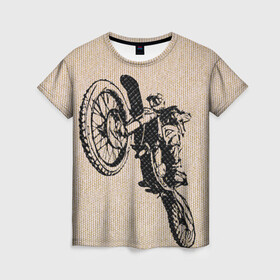 Женская футболка 3D с принтом Эндуро Кросс в Курске, 100% полиэфир ( синтетическое хлопкоподобное полотно) | прямой крой, круглый вырез горловины, длина до линии бедер | байк | байкер | мото | мото кросс | мотокрос | мотоцикл | питбайк