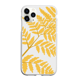 Чехол для iPhone 11 Pro матовый с принтом Жёлтый папоротник в Курске, Силикон |  | Тематика изображения на принте: ветка | желтый | лес | листик | папоротник | природа | растение