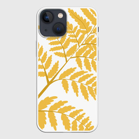 Чехол для iPhone 13 mini с принтом Жёлтый папоротник в Курске,  |  | Тематика изображения на принте: ветка | желтый | лес | листик | папоротник | природа | растение