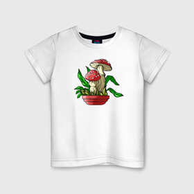 Детская футболка хлопок с принтом Мой гриб в Курске, 100% хлопок | круглый вырез горловины, полуприлегающий силуэт, длина до линии бедер | art | горшок | гриб | иллюстрация | мухомор