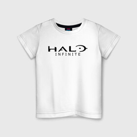 Детская футболка хлопок с принтом Halo Infinite в Курске, 100% хлопок | круглый вырез горловины, полуприлегающий силуэт, длина до линии бедер | chief | game | guardians | halo | infinite | master | игра | инфинити | мастер чиф | спартанец 117 | хало | хело | шутер
