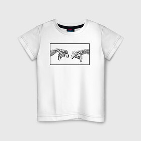 Детская футболка хлопок с принтом Сотворение Геймеров в Курске, 100% хлопок | круглый вырез горловины, полуприлегающий силуэт, длина до линии бедер | ps | xbox | джостик | консоли | руки