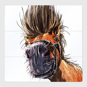 Магнитный плакат 3Х3 с принтом Лошадь  в Курске, Полимерный материал с магнитным слоем | 9 деталей размером 9*9 см | animal | animalistic | art | character | drawing | illustration | print | арт | животные | лошадь | принт
