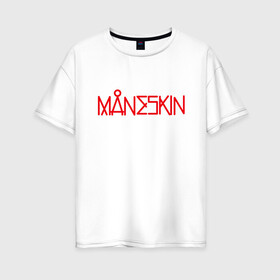 Женская футболка хлопок Oversize с принтом Maneskin, Новый логотип в Курске, 100% хлопок | свободный крой, круглый ворот, спущенный рукав, длина до линии бедер
 | eurovision | maneskin | евровидение | логотип | манескин | новый логотип | рок