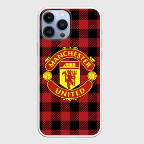 Чехол для iPhone 13 Pro Max с принтом Манчестер Юнайтед фон в клетку в Курске,  |  | football | manchester | manchester united | soccer | united | лига чемпионов | манчестер | манчестер юнайтед | ретро | рубашка | фон в клетку | фон клетка | форма | формы | футбол | юнайтед