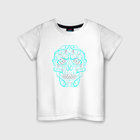 Детская футболка хлопок с принтом Череп сюрреализм в Курске, 100% хлопок | круглый вырез горловины, полуприлегающий силуэт, длина до линии бедер | Тематика изображения на принте: skull | сюрреализм | хипстер | череп | черепушка