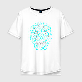 Мужская футболка хлопок Oversize с принтом Череп сюрреализм в Курске, 100% хлопок | свободный крой, круглый ворот, “спинка” длиннее передней части | skull | сюрреализм | хипстер | череп | черепушка