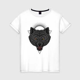 Женская футболка хлопок с принтом Голова волка в Курске, 100% хлопок | прямой крой, круглый вырез горловины, длина до линии бедер, слегка спущенное плечо | lone | predator | wolf | волк | волки | голова | животное | хищник