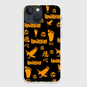 Чехол для iPhone 13 mini с принтом Haikyu | ВОЛЕЙБОЛ элементы в Курске,  |  | anime | haikyu | haikyuu | karasuno | manga | аниме | волейбол | волейбольный клуб | вороны | иероглифы | карасуно | мазаика | манга | много элементов | мячи | некома | нога | старшая школа | ступня | хаику | хаикую