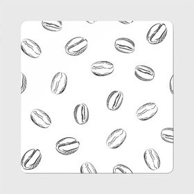 Магнит виниловый Квадрат с принтом Кофейные зёрна в Курске, полимерный материал с магнитным слоем | размер 9*9 см, закругленные углы | coffe | арт | зёрна | иллюстрация | кофе