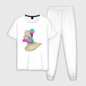 Мужская пижама хлопок с принтом Современный Мыслитель в Курске, 100% хлопок | брюки и футболка прямого кроя, без карманов, на брюках мягкая резинка на поясе и по низу штанин
 | арт | голиаф | иллюстрация | мыслитель | статуя