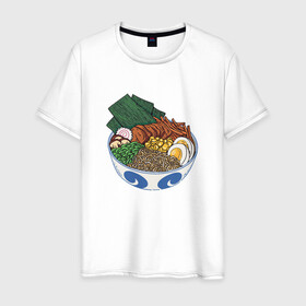 Мужская футболка хлопок с принтом Миска с раменом | Ramen Bowl в Курске, 100% хлопок | прямой крой, круглый вырез горловины, длина до линии бедер, слегка спущенное плечо. | art | bowl | food | japan | japanese | kanji | noodle | noodles | ramen | soup | аниме про еду | аниме про рамен | арт | боул | кандзи | кафе из другого мира | лапша | лапша быстрого приготовления | лапшичка | миска | суп | тарелка