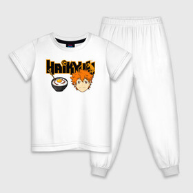Детская пижама хлопок с принтом Шоё Хината | Haikyuu!! в Курске, 100% хлопок |  брюки и футболка прямого кроя, без карманов, на брюках мягкая резинка на поясе и по низу штанин
 | 10 номер | haikyu | haikyuu | hinata shoyo | karasuno | аниме | волейбол | волейбольный клуб | карасуно | коротышка | красный | мальчик мяч | манга | рыжик | старшая школа | хаикую | чиби чан | шоё хината