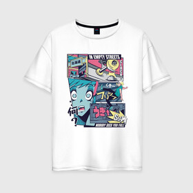 Женская футболка хлопок Oversize с принтом Vaporwave Anime Skater Boy в Курске, 100% хлопок | свободный крой, круглый ворот, спущенный рукав, длина до линии бедер
 | anime fan | art | fail | japan | japanese | manga character | tokyo | анимация | анимешник | арт | арты | комикс | комиксы | манга | отрисовка | паровая волна | пародия | персонаж аниме | рисунок в стиле аниме | скейтер | токио