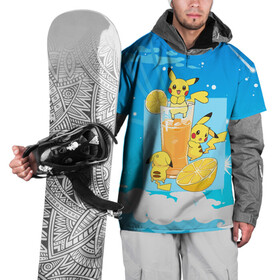 Накидка на куртку 3D с принтом Пикачу в лимонаде в Курске, 100% полиэстер |  | anime | picachu | pikachu | аниме | милый | пика | пикачу | покебол | покемон