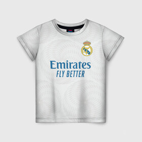 Детская футболка 3D с принтом Винисиус Реал Мадрид 2021/2022 в Курске, 100% гипоаллергенный полиэфир | прямой крой, круглый вырез горловины, длина до линии бедер, чуть спущенное плечо, ткань немного тянется | Тематика изображения на принте: 2021 | 2022 | junior | madrid | real | vini jr | vinicius | винисиус | винисиус жуниор | испания | мадрид | новая | реал | реал мадрид | форма | футбол