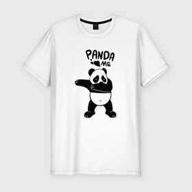 Мужская футболка хлопок Slim с принтом Панда даббинг в Курске, 92% хлопок, 8% лайкра | приталенный силуэт, круглый вырез ворота, длина до линии бедра, короткий рукав | dabbing | panda | даб | даббинг | дэб | животное | медведи | медведь | панда | панды