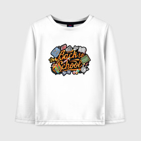 Детский лонгслив хлопок Back 2 School: в Курске, 100% хлопок | круглый вырез горловины, полуприлегающий силуэт, длина до линии бедер | art | иллюстрация | книги | очки | школа