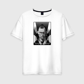 Женская футболка хлопок Oversize с принтом Jackie Cyberpunk в Курске, 100% хлопок | свободный крой, круглый ворот, спущенный рукав, длина до линии бедер
 | cd project red | cyberpunk 2077 | samurai | v | киберпанк 2077