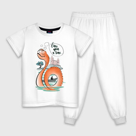 Детская пижама хлопок с принтом Сказочный морской змей в Курске, 100% хлопок |  брюки и футболка прямого кроя, без карманов, на брюках мягкая резинка на поясе и по низу штанин
 | змей | змея | морской змей. несси | сказка | сказочный | фэнтази
