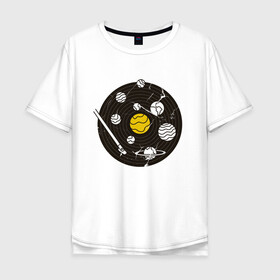 Мужская футболка хлопок Oversize с принтом Виниловая пластинка Vynil в Курске, 100% хлопок | свободный крой, круглый ворот, “спинка” длиннее передней части | crack | cracks | disk | earth | jupiter | music | planet | planets | saturn | solar system | space | sun | vintage | vinyl | vynil | виниловый проигрыватель | винтаж | диск | дорожка | земля | игла | музыка | планеты | сатурн | солнечная система | солнце 